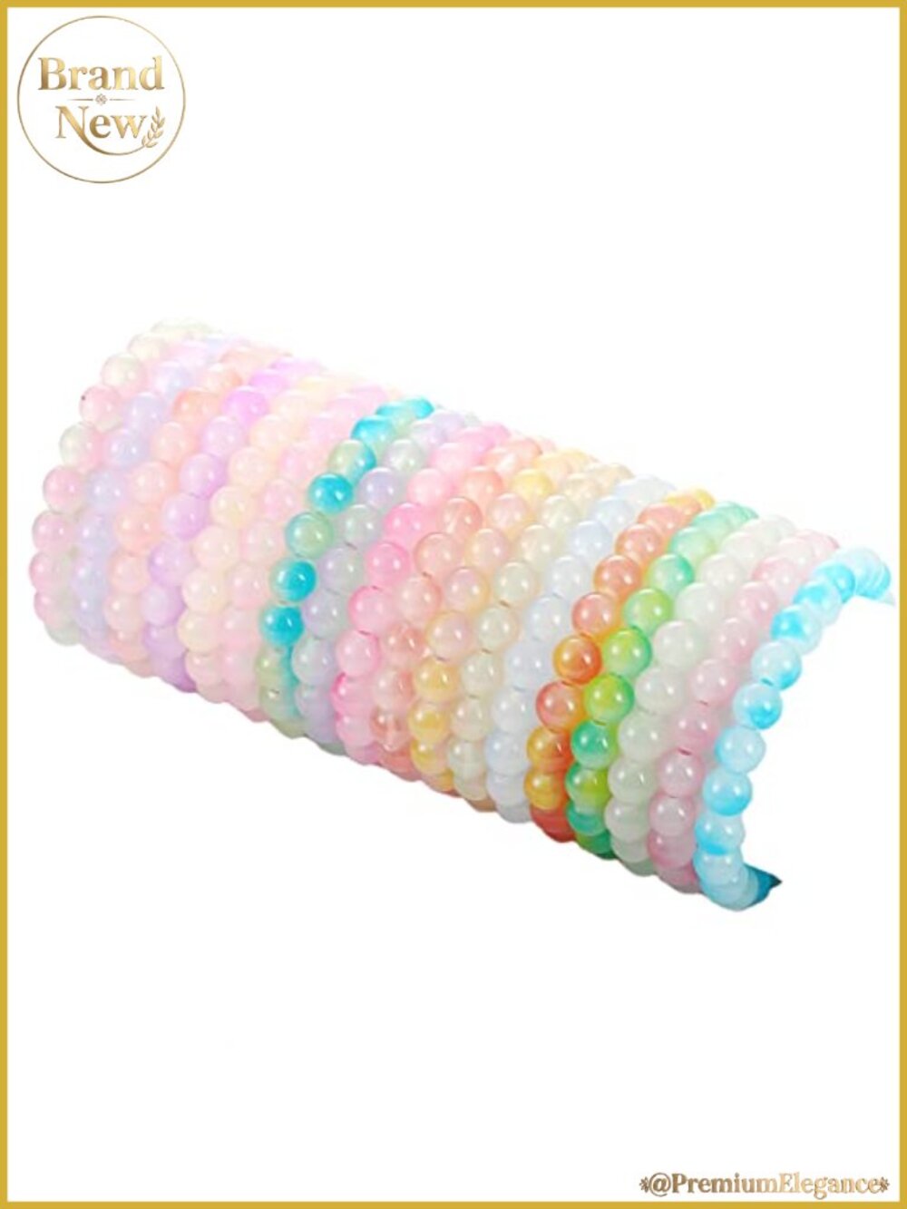 18 Pieces Glass Stretch Bracelets Set 8mm Beaded Jewelry Gift